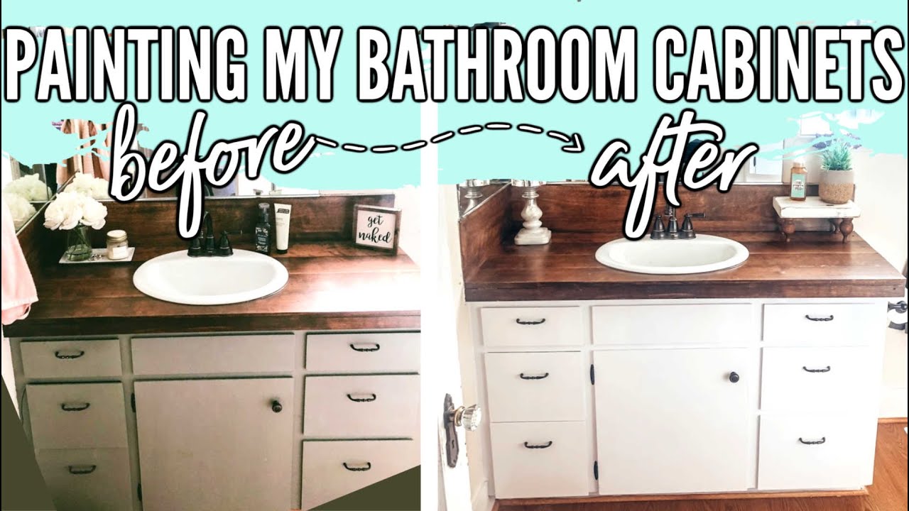 Bathroom Makeover Painting My Cabinets White Youtube