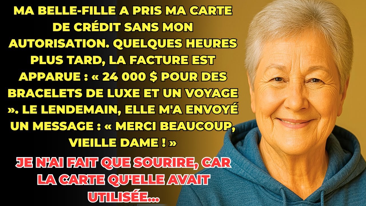 « J’ai vu ma belle-fille glisser ma carte de crédit dans son sac sans qu’elle sache que je la regardais. Le lendemain, elle m’a envoyé un message : "Merci pour le cadeau, belle-maman", avec une...