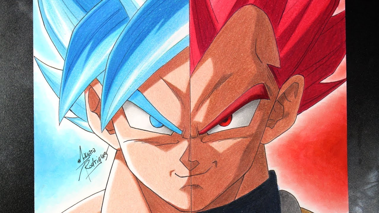Goku Blue x Vegeta God - Mayara Rodrigues Drawings