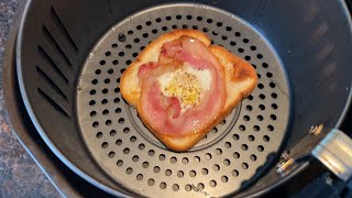 Air Fryer Egg Toast With Bacon - how's that for breakfast? OMG AMAZING! 🍳🥓🍞