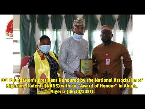 Dr Chris Ifediora Honoured by the National Association of Nigerian Students (NANS); Abuja 06/10/2021