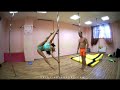 pole sport kids  8 years old Emily with training Kristian Lebedev