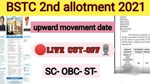 Bstc 2nd allowtment 2021 | bstc second round cut-off | live