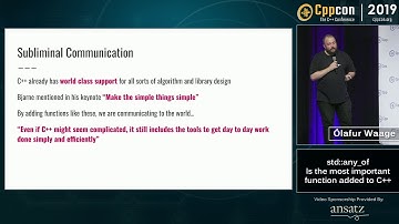 std::any_of Is the most important function added to C++ - Ólafur Waage - CppCon 2019