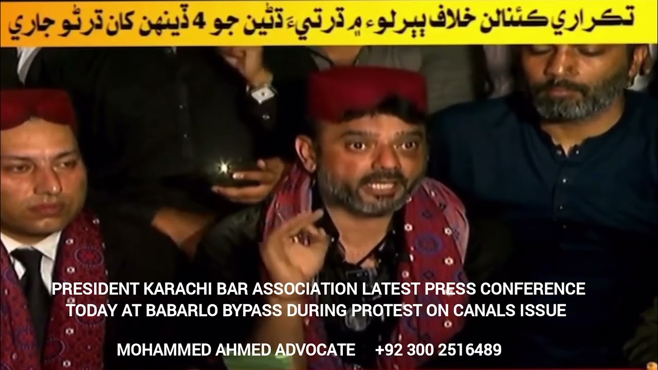 Breaking: President Karachi Bar Amir Waraich Press Conference | Canal Protest at Sindh-Punjab Border
