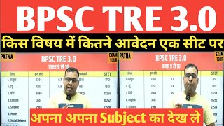 BPSC TRE 3.0 किस विषय में कितने अभ्यर्थी देख ले | पूरा विश्लेषण देख ले @TheOfficersAcademy