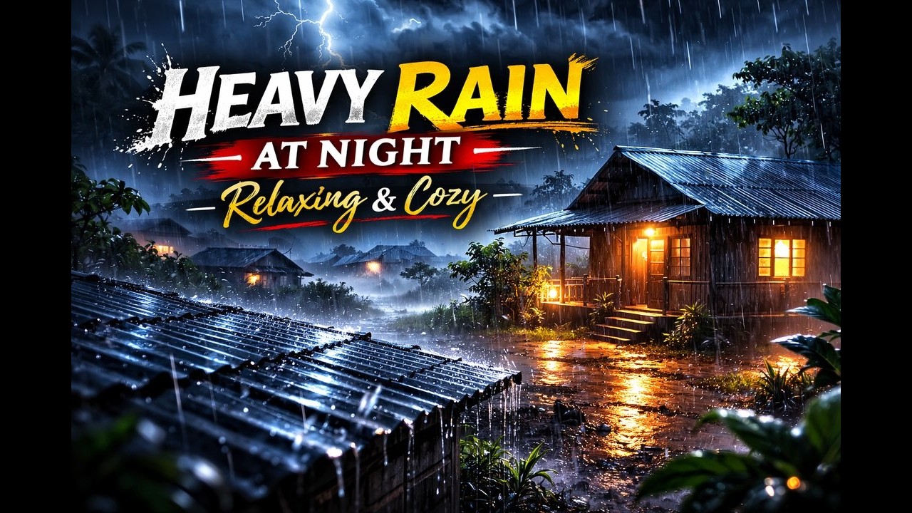Heavy Rain Sounds at Night 🌧️ Deep Sleep in Minutes