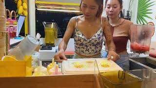 Most Popular Fruit Smoothie Lady In Bangkok - Thailand Street Food