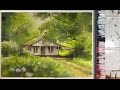 Watercolor Painting : Little House in the Garden