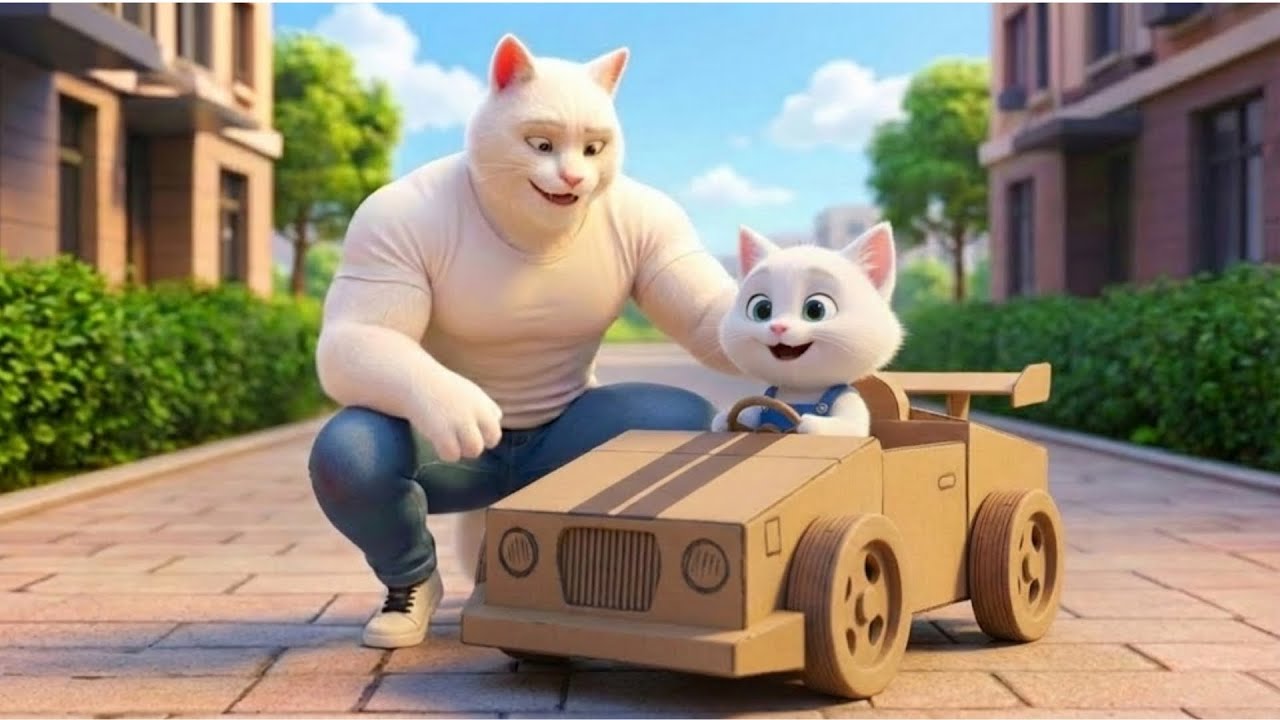 😱 They DESTROYED Dad’s Cardboard Race Car… He Built a McQUEEN Supercar?! | Ai Cat Story 🤖🐱