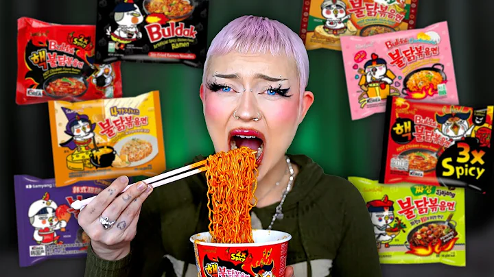 German Girl tries & rates all Samyang fire noodles 💀