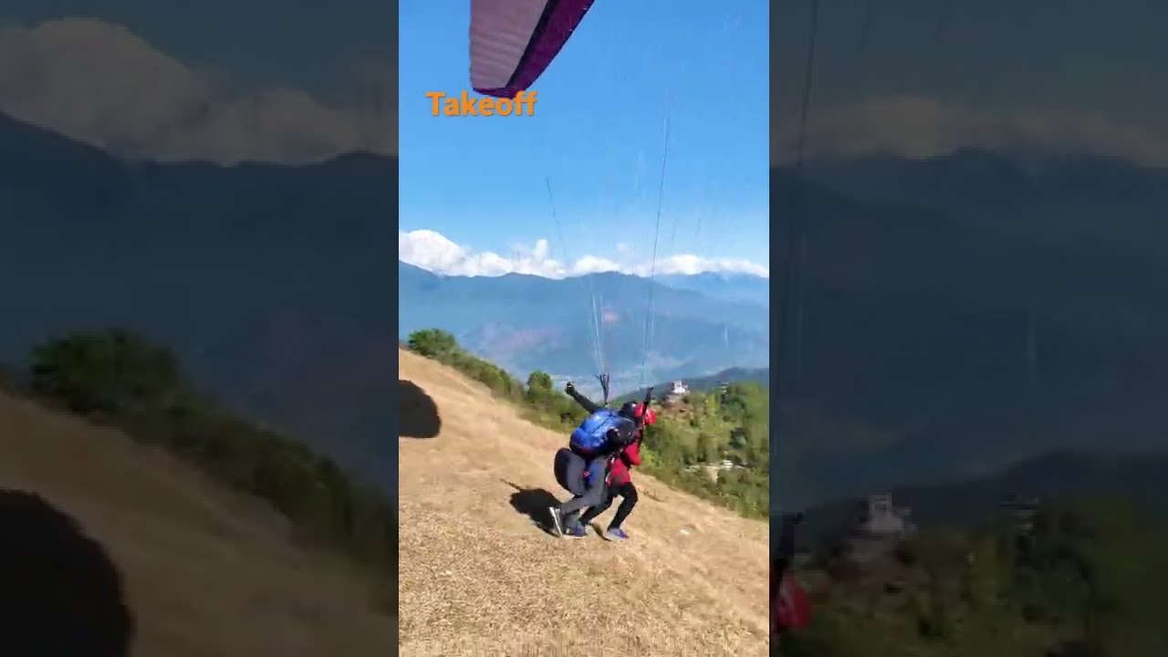 ⁣Easy Takeoff Sarangkot, Paragliding in Pokhara Nepal