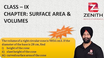 The volume of a right circular cone is 9856 cm3. If the diameter of the base is 28 cm, find.....