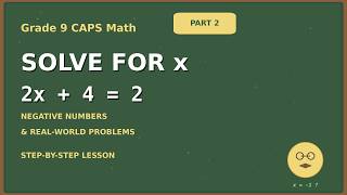 Grade 9 CAPS Math | Solve for x (Part 2): Negative Numbers & Real-World Problems | Step-by-Step