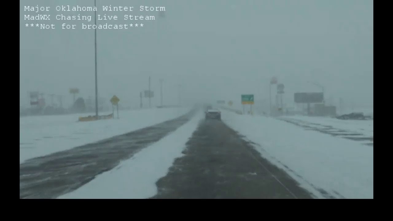 Major Oklahoma Winter Storm (Part 3 of 4) - MadWX Chasing Live Stream - February 14, 2021