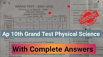 💯real 10th Physical science grand test question paper with answers 2025|Ap 10th grand test physics