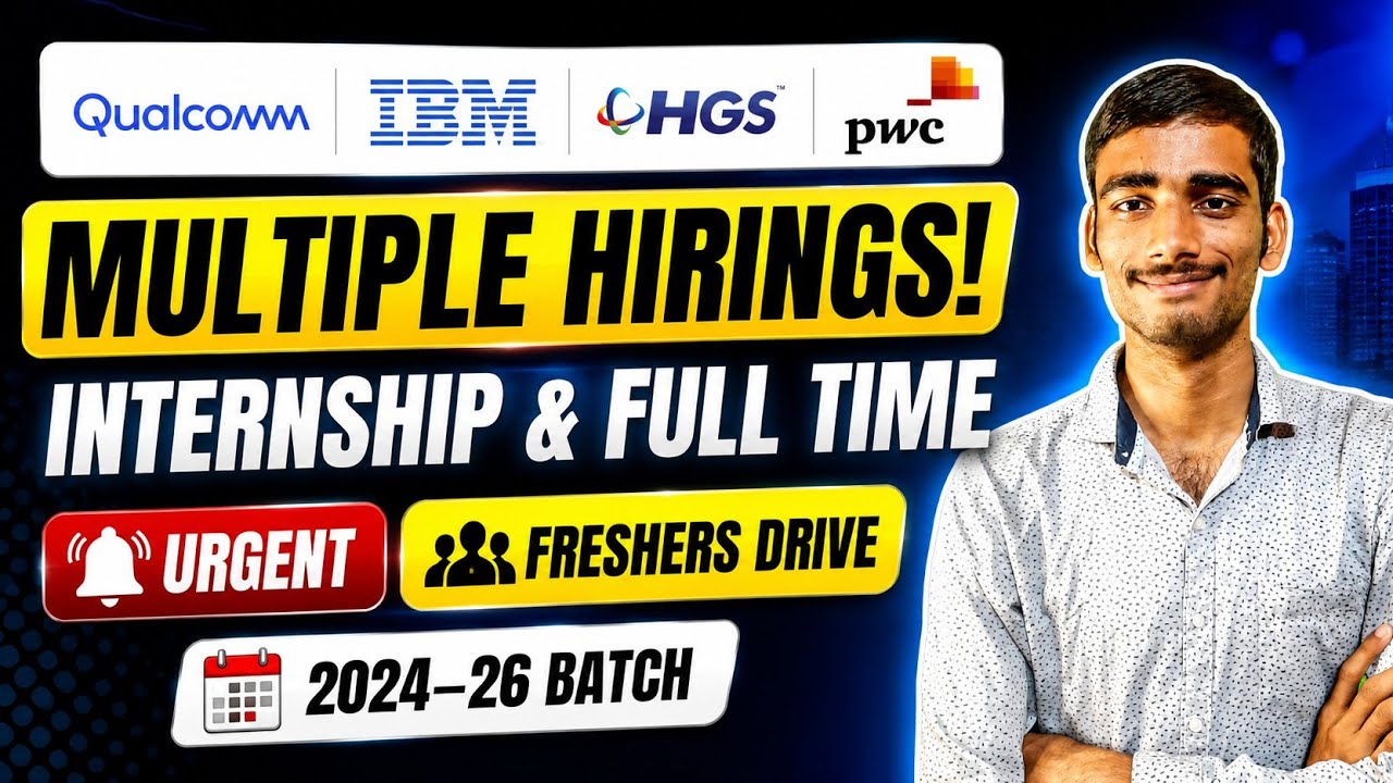 Qualcomm | IBM | HGS | PwC Hiring 2026 🔥 Freshers & Internship Drive ...