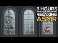 [ASMR] 3 hours - Snowing Outside Arched Window Ambience