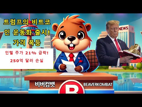 [비버컴뱃] 코인전망 : 트럼프의 비트코인 운동화 출시! 가격 폭등? 인텔 주가 21% 급락! 250억 달러 손실🌍🦫📈💵💎🚀 | BeaverKombat | 비버뉴스