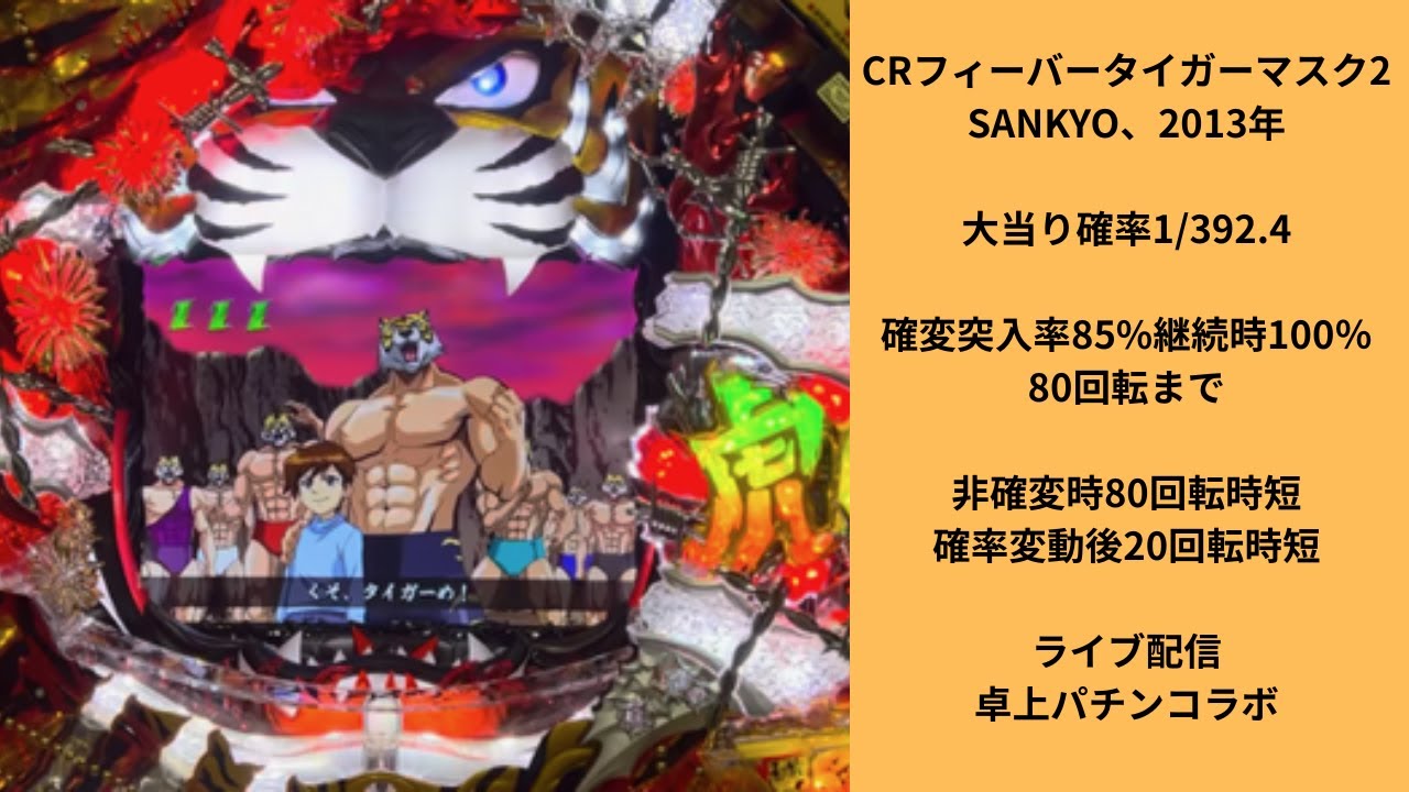 CRフィーバータイガーマスク2（SANKYO）5/2ライブ配信ハマり途中まで分