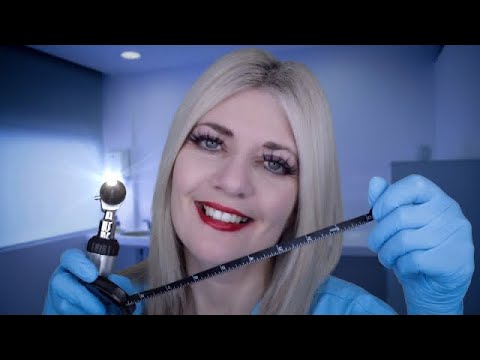 ASMR Ear Exam & Face Exam - Pre-Op Exam - Measuring, Otoscope, Lights, Latex Gloves, Typing, Writing