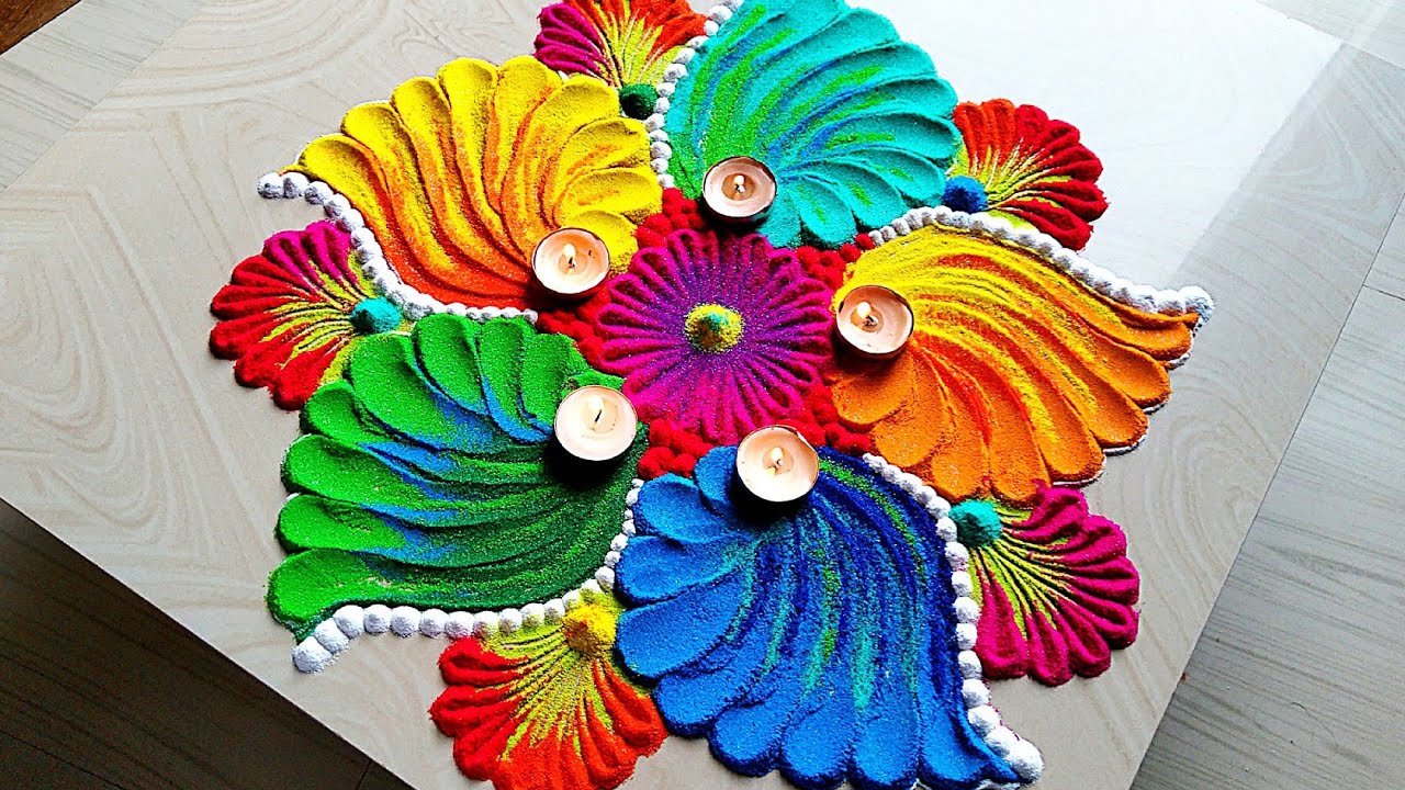 Easy rangoli design using kitchen utensils for Diwali 965 YouTube