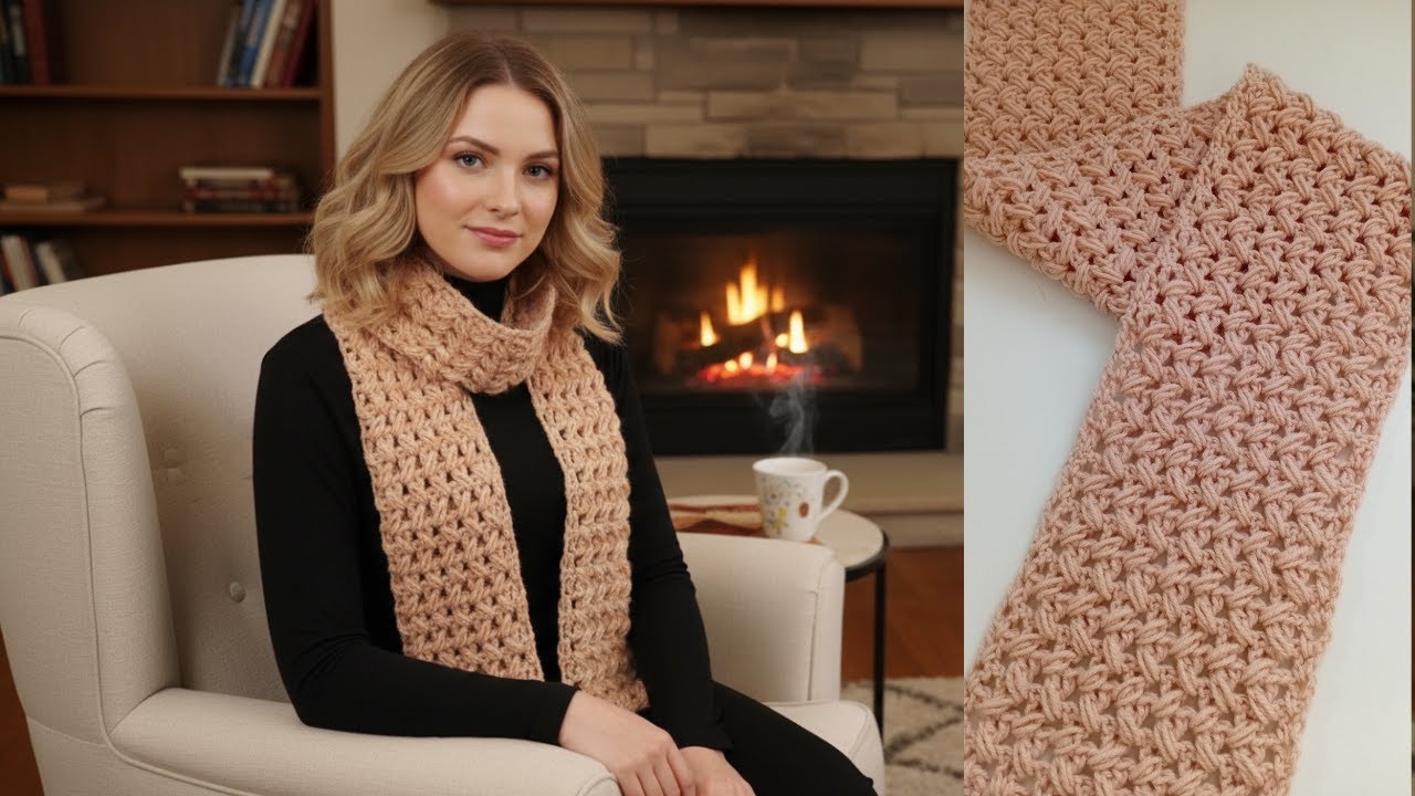 Cachecol de crochê lindo e super fácil de fazer