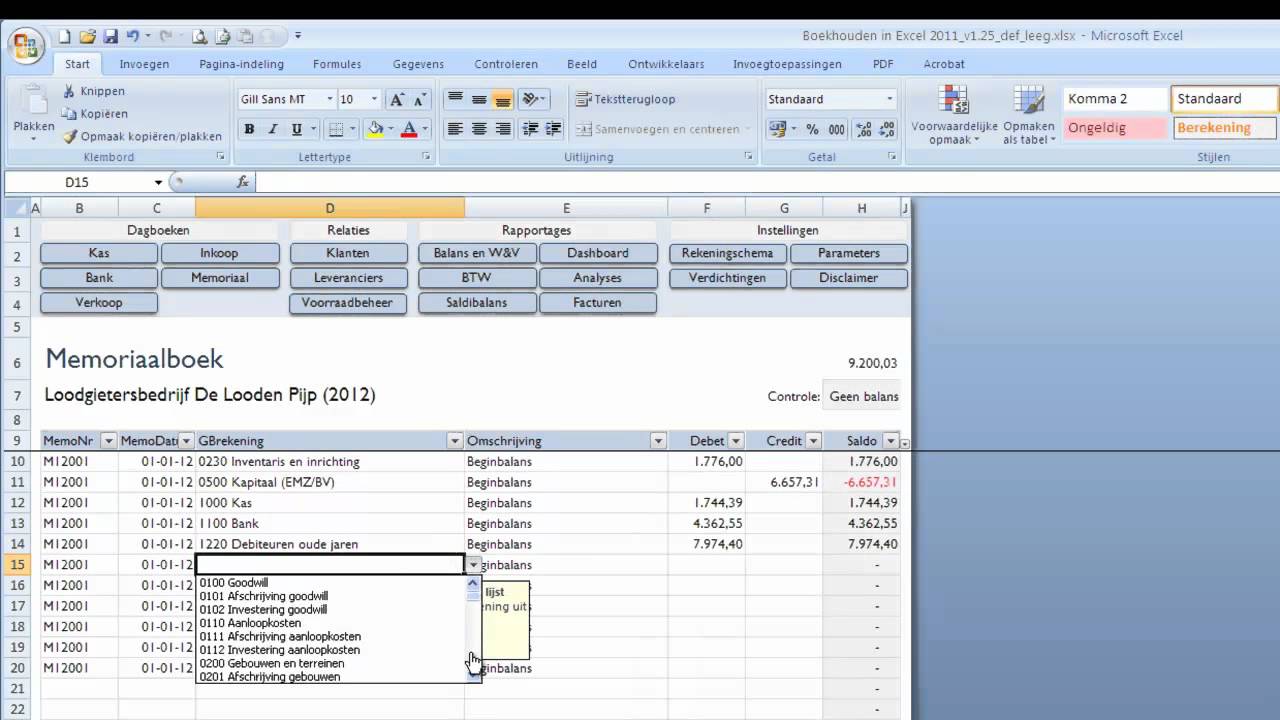 Boekhouden in Excel  Beginbalans  YouTube