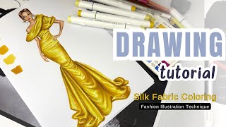 Silk fabric coloring technique | Fashion illustration | beginner friendly