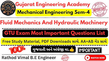 GTU Exam 2025 | Fluid Mechanics & Hydraulic Machinery IMP Questions Bank |Mechanical-4🔥Free PDF સાથે