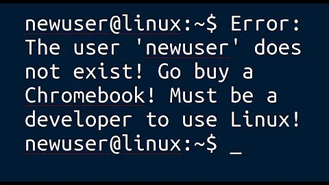 Error: The user "newuser' does not exist!