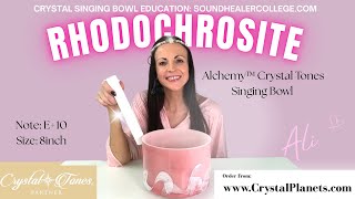 ✨💎Rhodochrosite Alchemy™ Crystal Tones® Quartz Singing Bowl 8" E + 10✨💎
