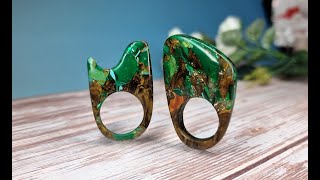 Statement Rings in Organic Style - "Mineral Art - Faux Stone". Polymer Clay Jewelry Art! How to make