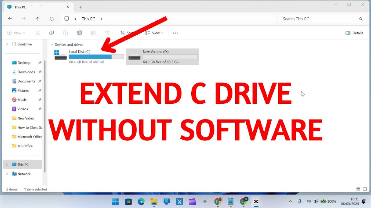 How to Extend C Drive In Windows 10/11 Without Software - YouTube