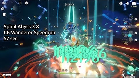 Spiral Abyss 3.8 Top | C6Wanderer Continuous Speedrun - 57s