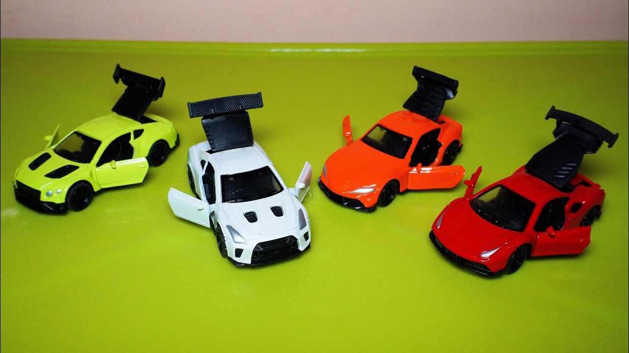 Распаковка миниатюрных моделей Bentley Continental GT3, Nissan GTR, Toyota GR Supra, Lamborghini ...