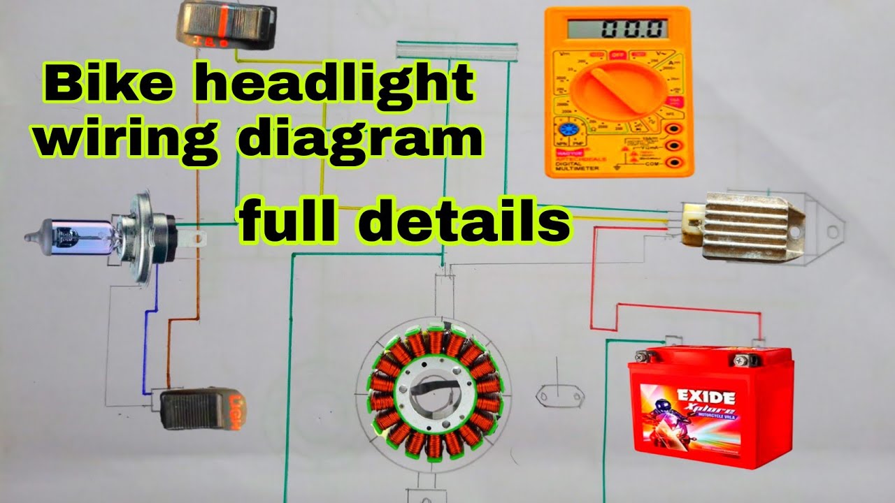 bike headlight wiring full details - YouTube  Moto H Motorcycle Headlight Wiring Diagram    YouTube