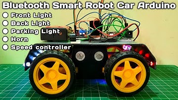 smart phone control robot car with front light, back light, parking light, horn & speed controller