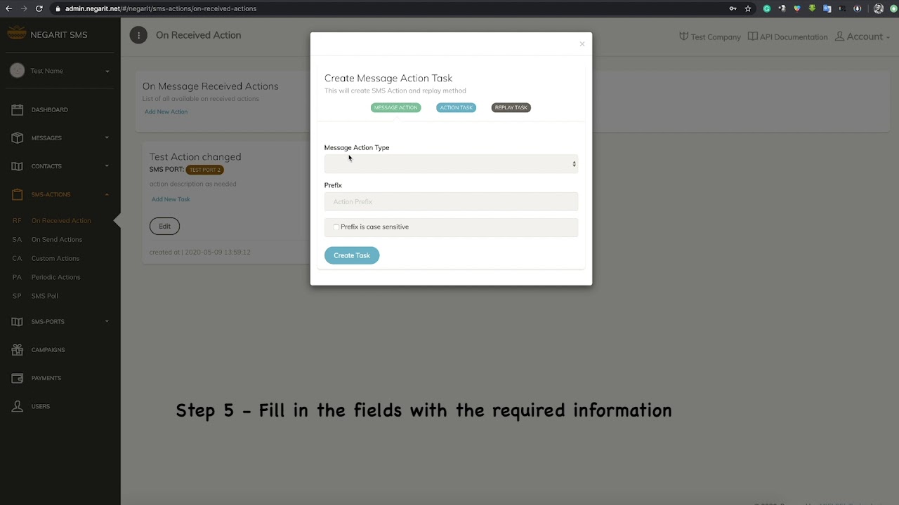 How To Add Message Action Task - YouTube