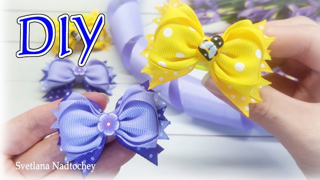 Яркие детские бантики на первые хвостики! DIY / МК Бантики для малышек!
