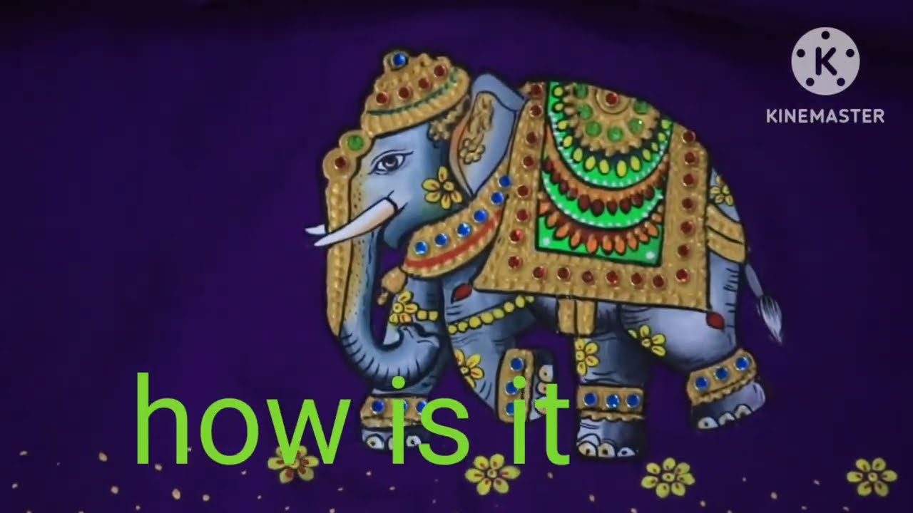 Learn Tanjore painting style beautiful Elephant on a blouse || Fabric Painting-130 || JLPraphulla