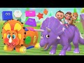 Learn Shapes for Children with Dinosaur Triceratops Tracer Truck Wooden Toy Kids Learning Education