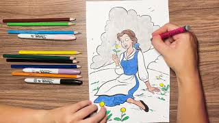 ✏️✨ Speed Coloring Belle from Beauty and the Beast: Pencil Coloring Magic! 🌹🏰