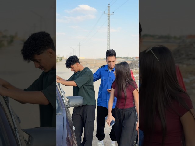 شاب يحاول يوقف بنت بعربيتها ولاكن تفعل شئ غريب !