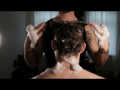 Head Scalp Massage With Soap Water Oil Dry Brushing Scratching Barber Style ASMR NO TALKING