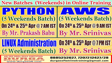 New Batches (Weekends) in Online Training @ DURGASOFT