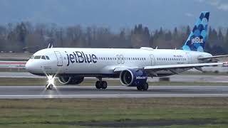 JetBlue Airbus A321NX [N2086J] Takeoff Portland Airport (PDX)