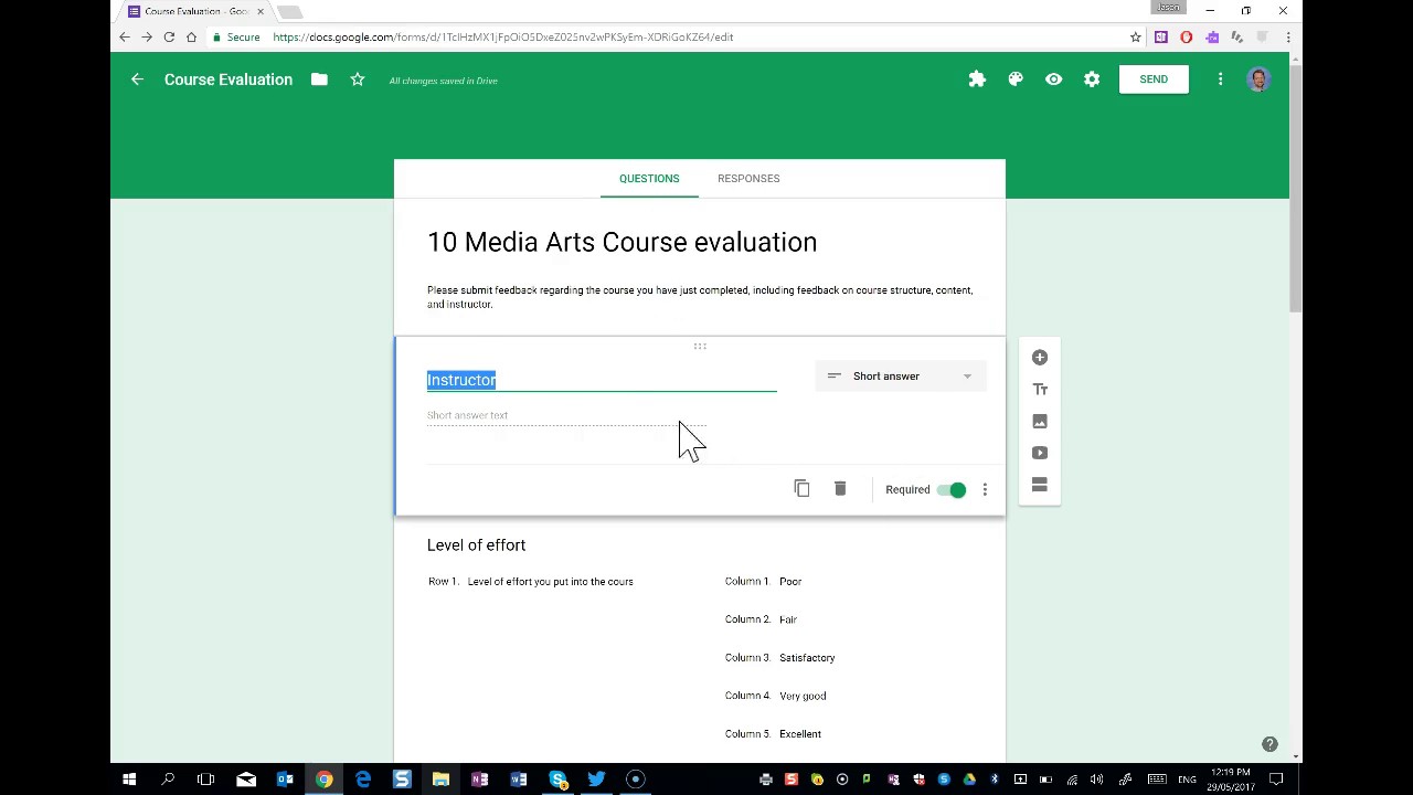 presentation evaluation google form