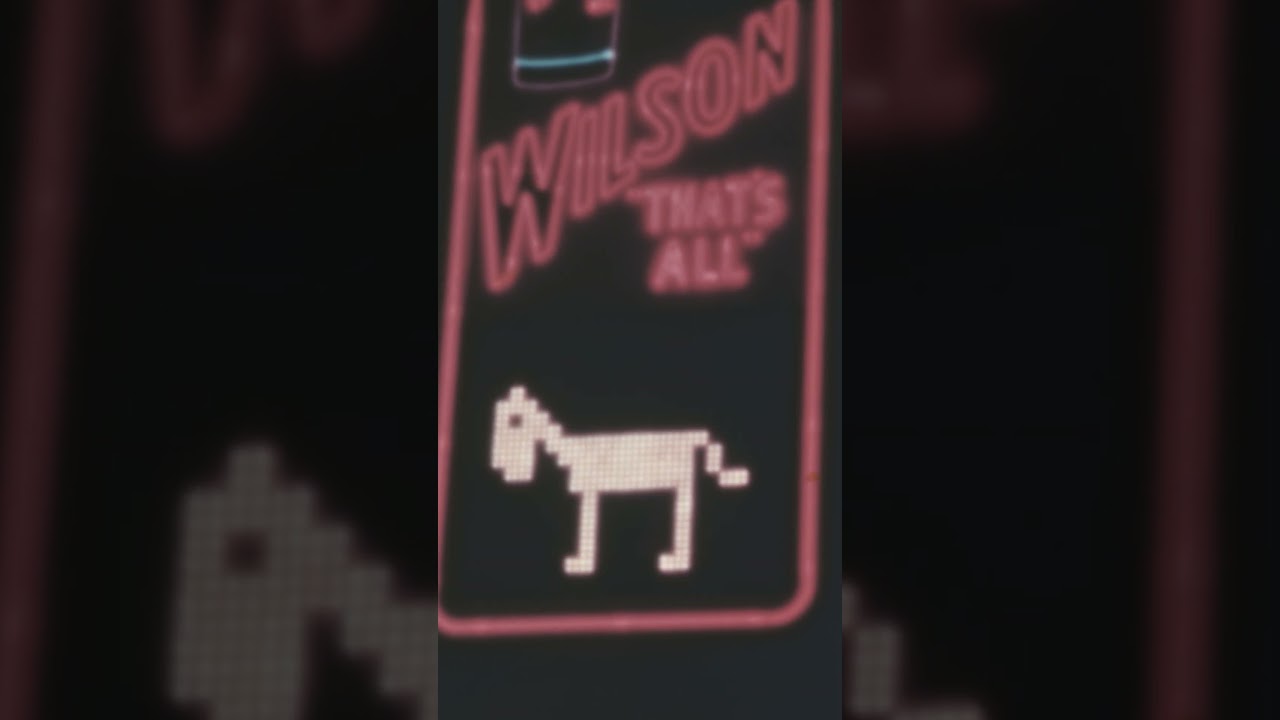 1930s NYC Charm: Wilson's Whiskey Neon Ad with Animated Pixel Horse 