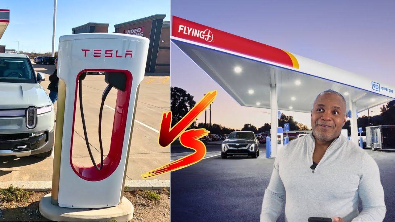 Tesla Supercharger vs. GM Energy/Flying J Charging Station Faceoff😱